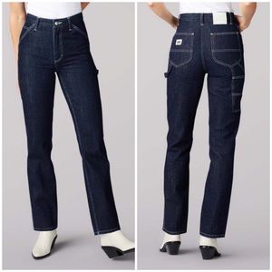 NWT Lee Blu-Fastrinse Vintage Modern High Rise Dungaree Ankle Jeans 26